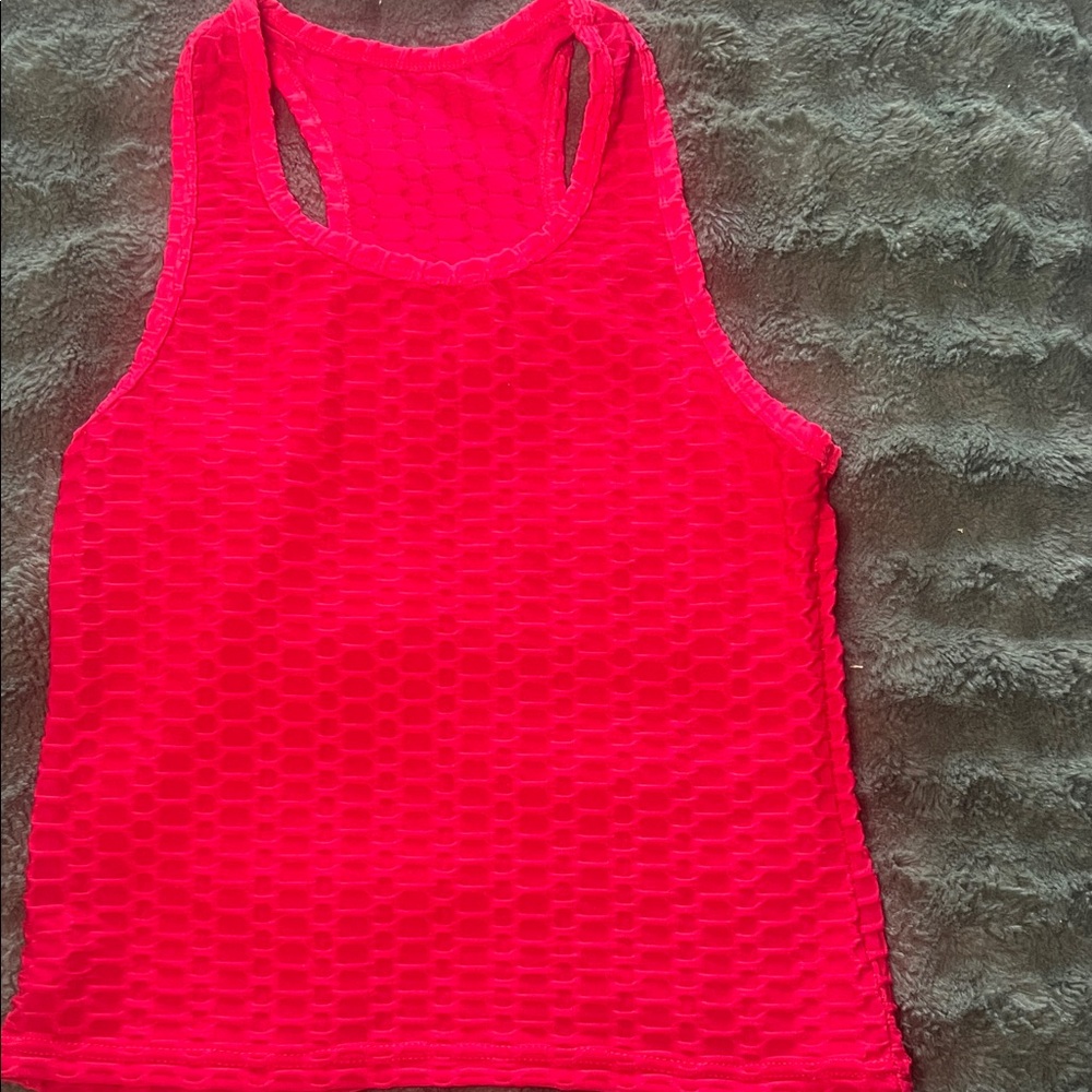 Private Label Bright Pink Textured Tank Top